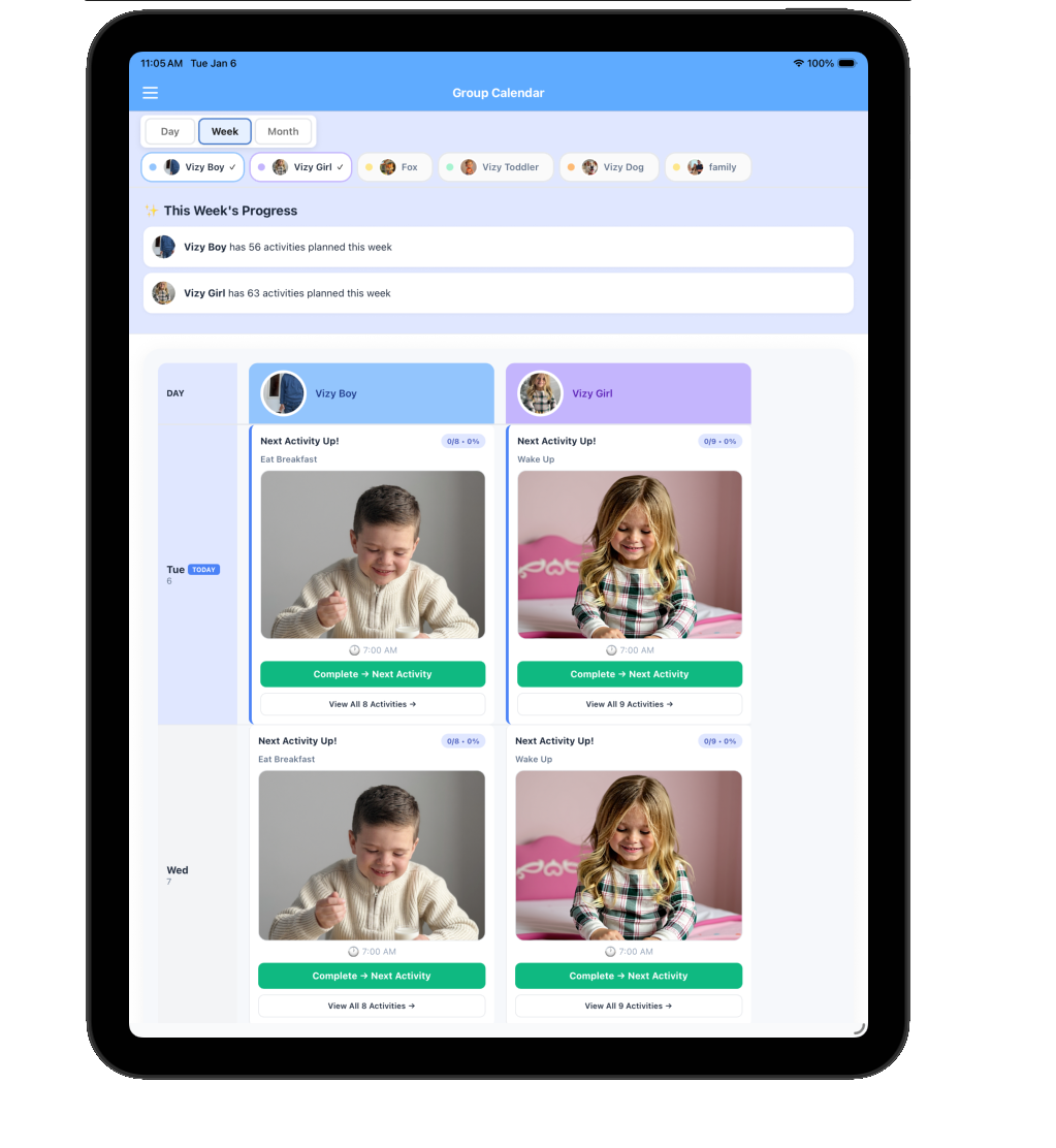 Choice board visual support for decision making